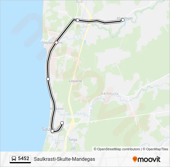 Автобус 5452: карта маршрута
