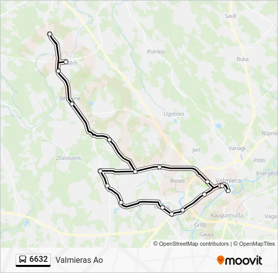 Автобус 6632: карта маршрута