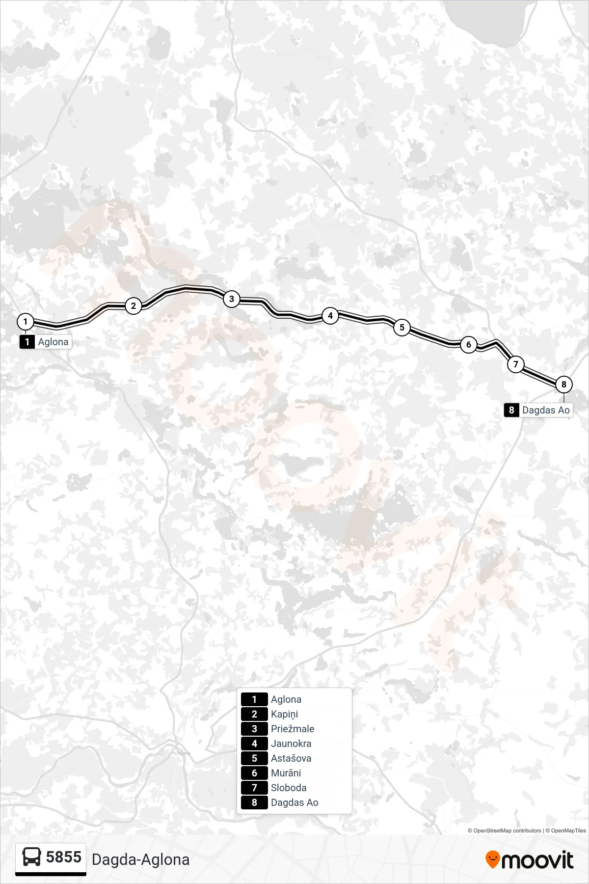 5855 bus Line (Dagdas Ao) route and stops on a map