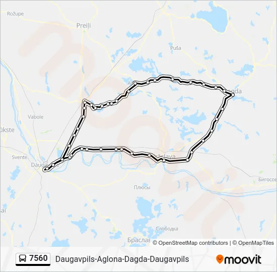 Автобус 7560: карта маршрута