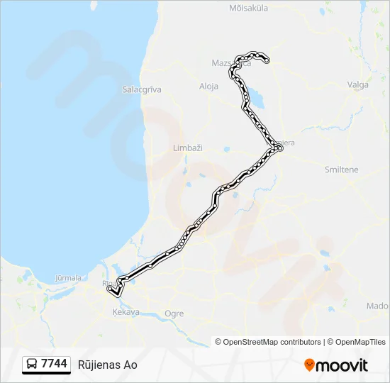 Автобус 7744: карта маршрута