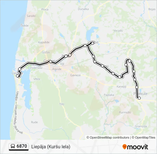 Автобус 6870: карта маршрута