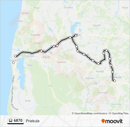 Автобус 6870: карта маршрута