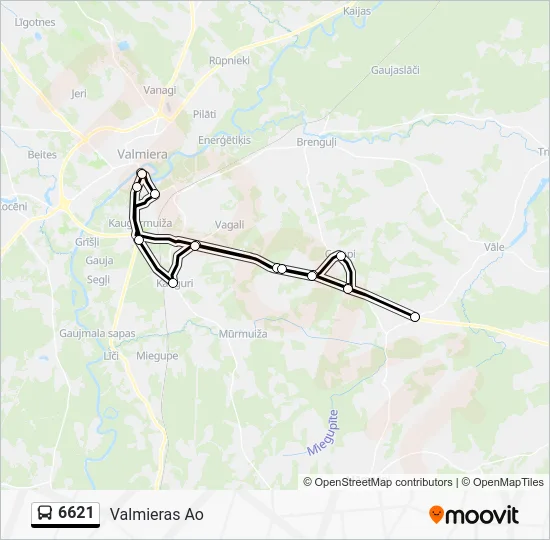 Автобус 6621: карта маршрута