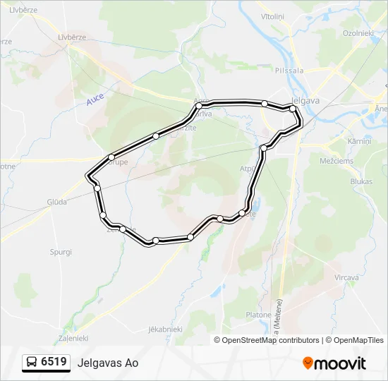 Автобус 6519: карта маршрута