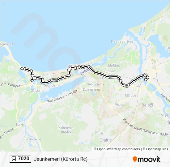 Автобус 7020: карта маршрута