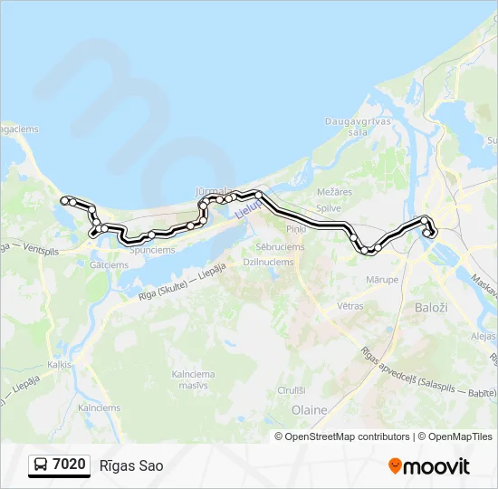 Автобус 7020: карта маршрута