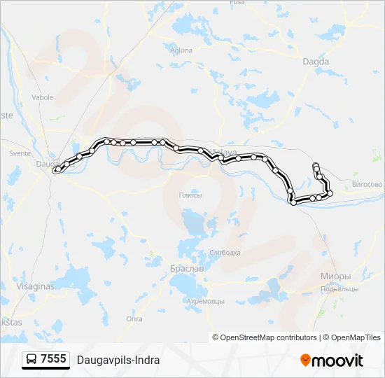 Автобус 7555: карта маршрута