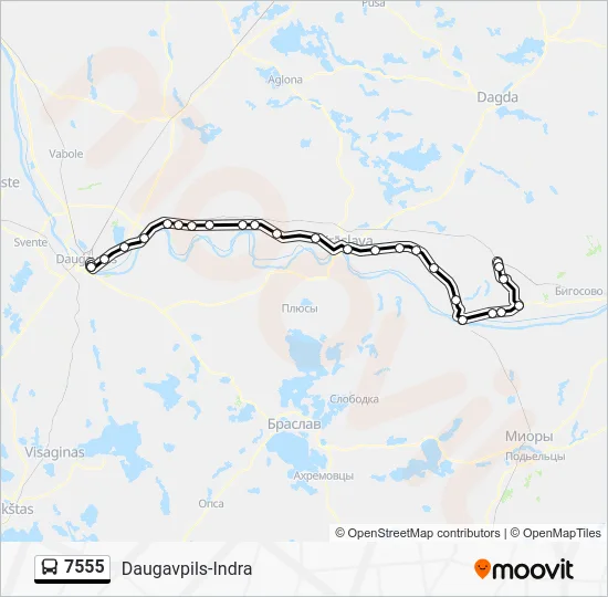 Автобус 7555: карта маршрута