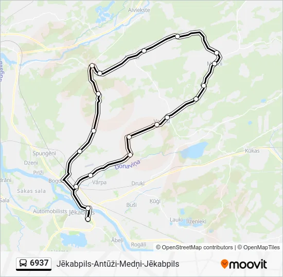 Автобус 6937: карта маршрута