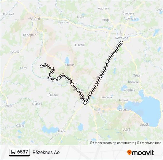 Автобус 6537: карта маршрута