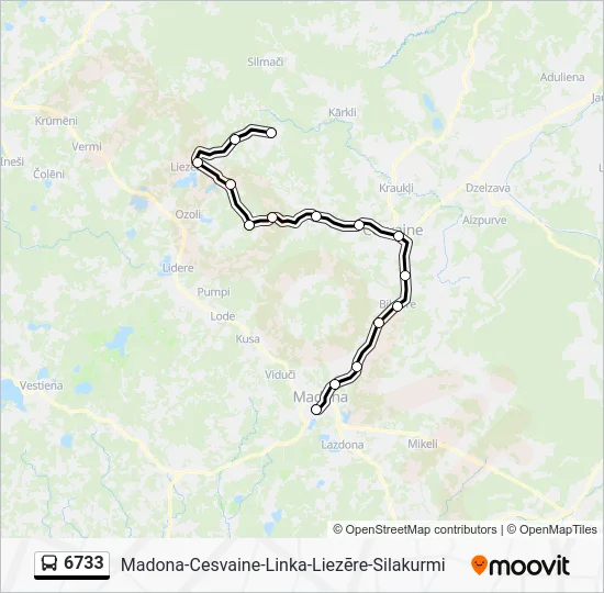 Автобус 6733: карта маршрута