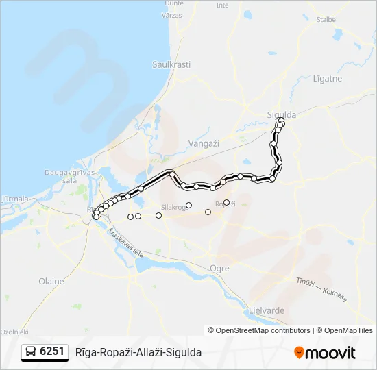 Автобус 6251: карта маршрута