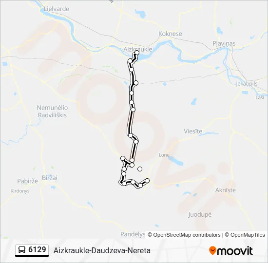 Автобус 6129: карта маршрута