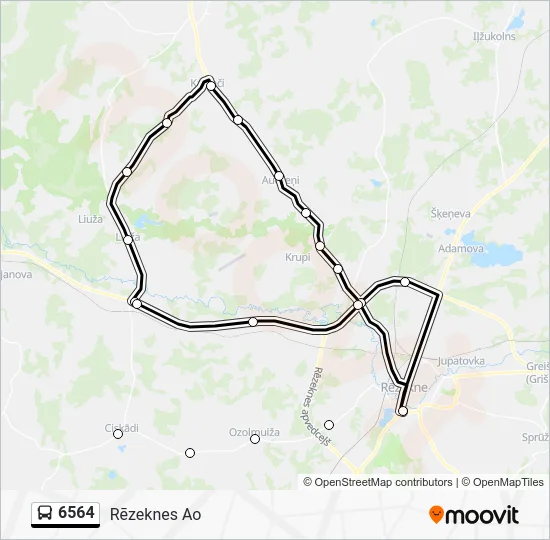 Автобус 6564: карта маршрута