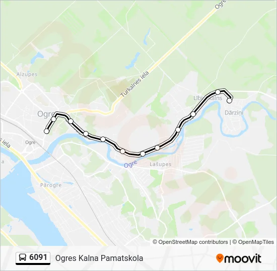 Автобус 6091: карта маршрута