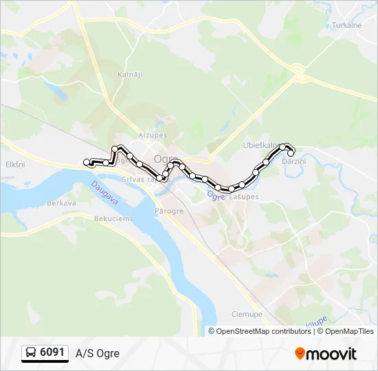 Автобус 6091: карта маршрута