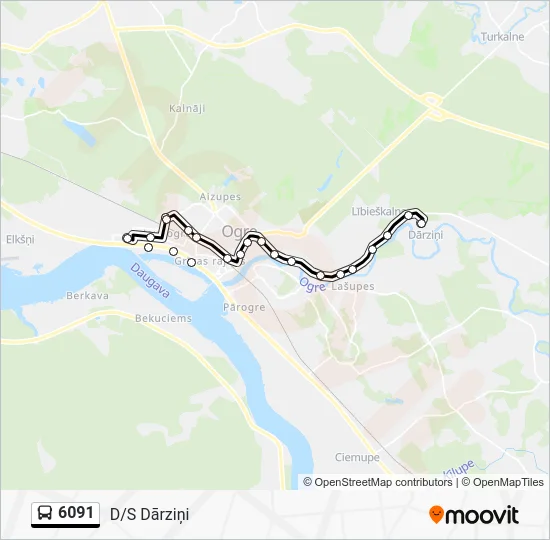 Автобус 6091: карта маршрута