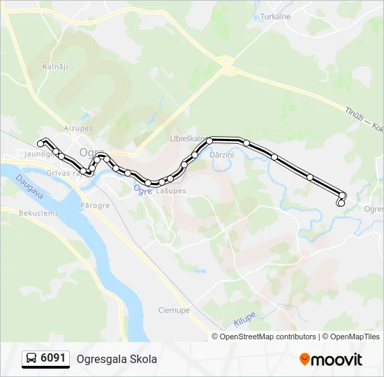 Автобус 6091: карта маршрута