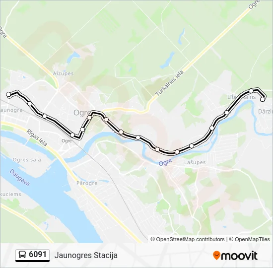 Автобус 6091: карта маршрута