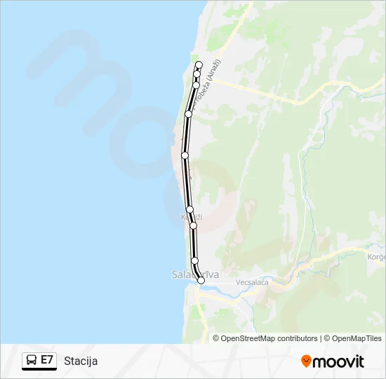 Автобус E7: карта маршрута