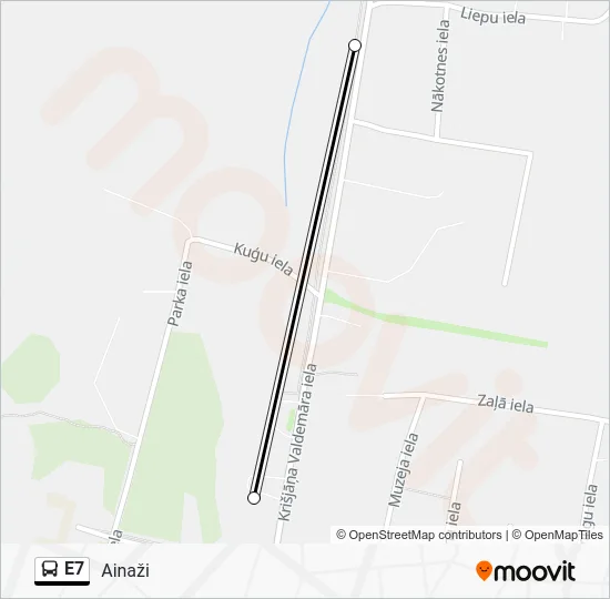 Автобус E7: карта маршрута