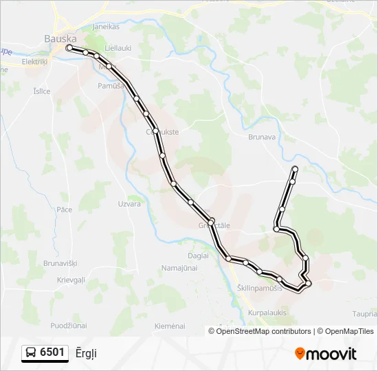 Автобус 6501: карта маршрута