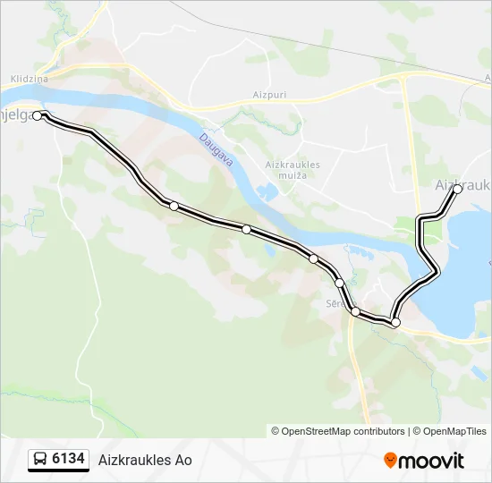 Автобус 6134: карта маршрута