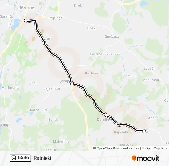 Автобус 6536: карта маршрута