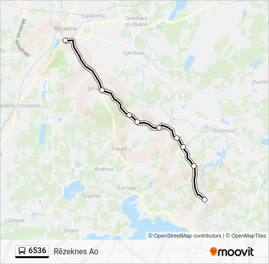 Автобус 6536: карта маршрута