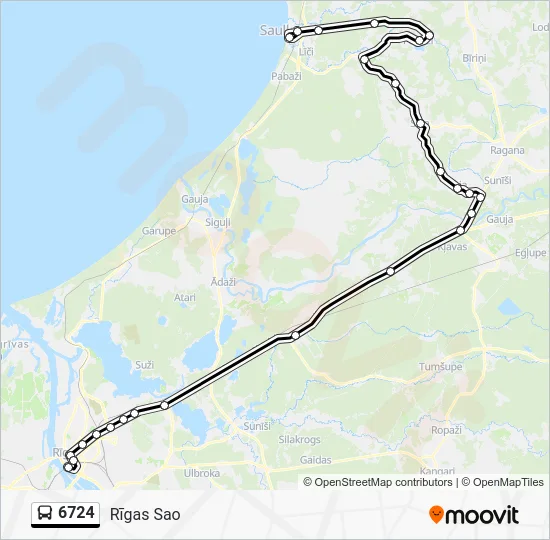 Автобус 6724: карта маршрута
