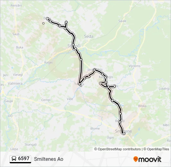 Автобус 6597: карта маршрута