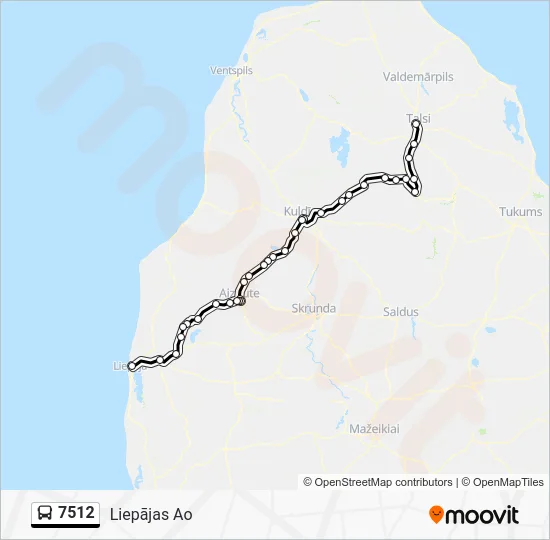 Автобус 7512: карта маршрута