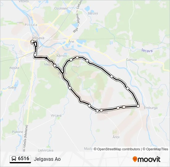 Автобус 6516: карта маршрута