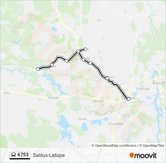 Автобус 6753: карта маршрута