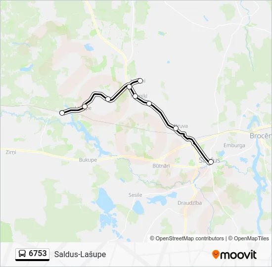 Автобус 6753: карта маршрута