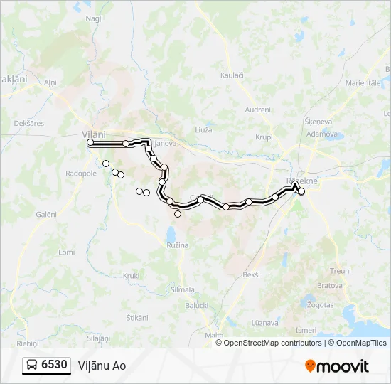 Автобус 6530: карта маршрута