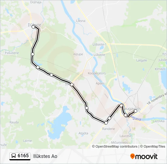 Автобус 6165: карта маршрута