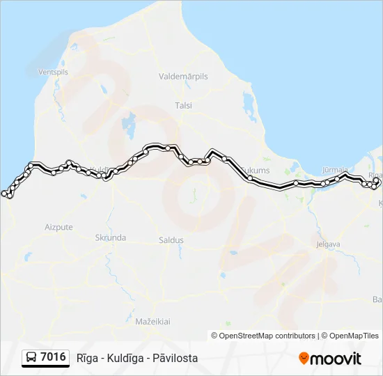 Автобус 7016: карта маршрута