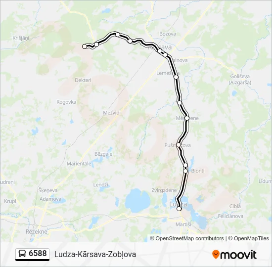 Автобус 6588: карта маршрута
