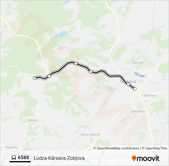 Автобус 6588: карта маршрута