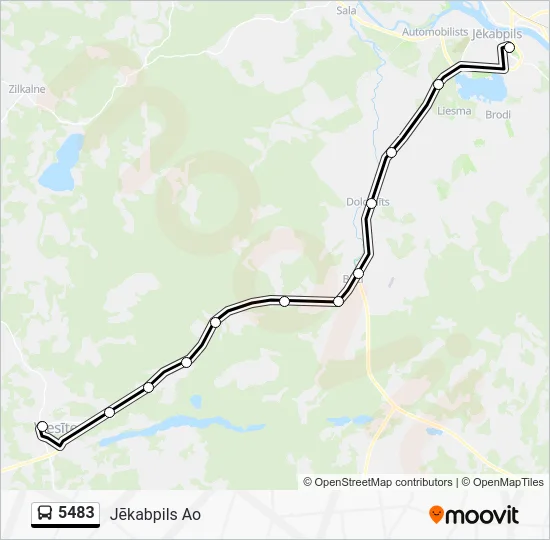 Автобус 5483: карта маршрута