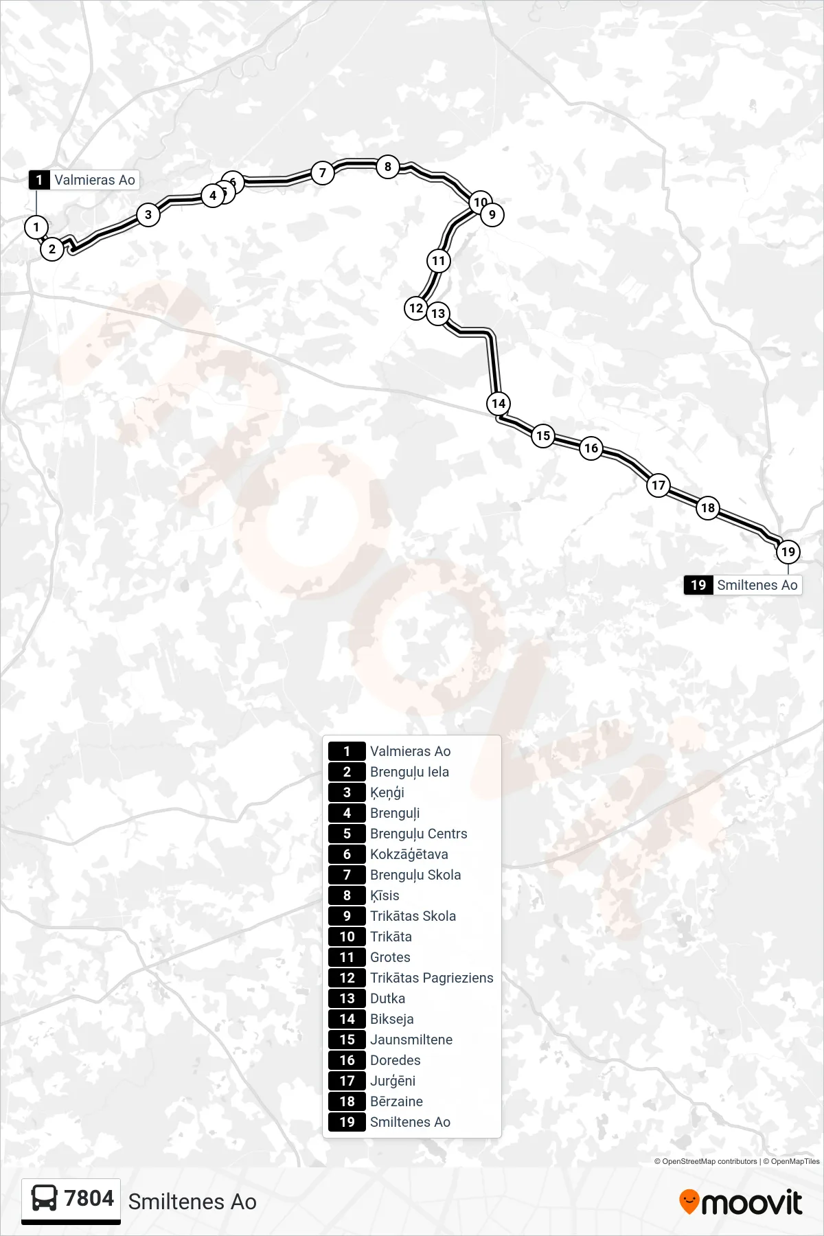 7804 bus Line (Smiltenes Ao) route and stops on a map
