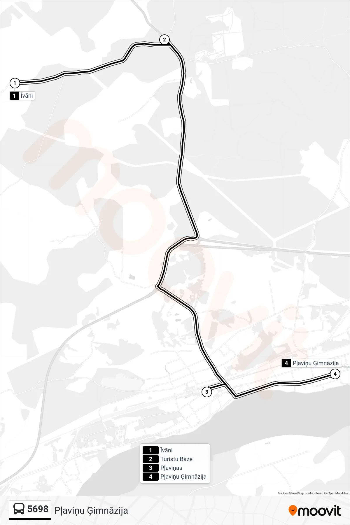 5698 bus Line (Pļaviņu Ģimnāzija) route and stops on a map