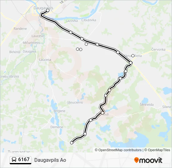 Автобус 6167: карта маршрута