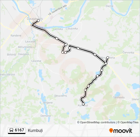 Автобус 6167: карта маршрута