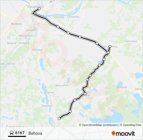 Автобус 6167: карта маршрута