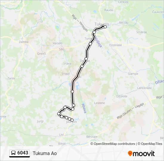 Автобус 6043: карта маршрута
