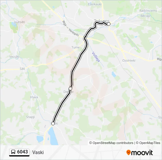 Автобус 6043: карта маршрута