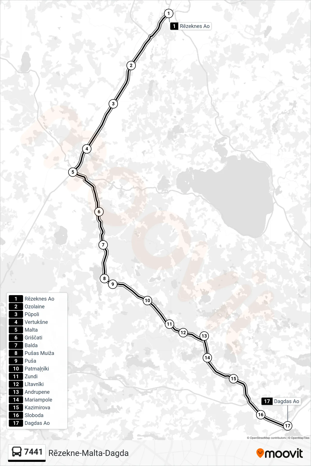 7441 bus Line (Dagdas Ao) route and stops on a map
